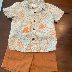 Cat & Jack Kids' Orange and Blue Patterned Shirt